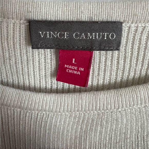 Vince Camuto Sweater Womens Large Long Sleeve Gray Black Cream with Pockets - Picture 7 of 8